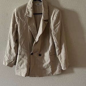 Women's Beige Striped Blazer
